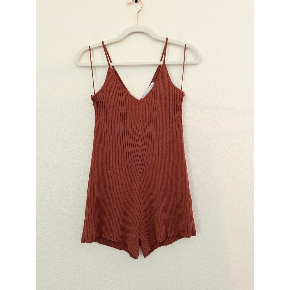 Free People Beach Nola Sweater Pleated Romper Mesa Orange Bohemian Women's XS